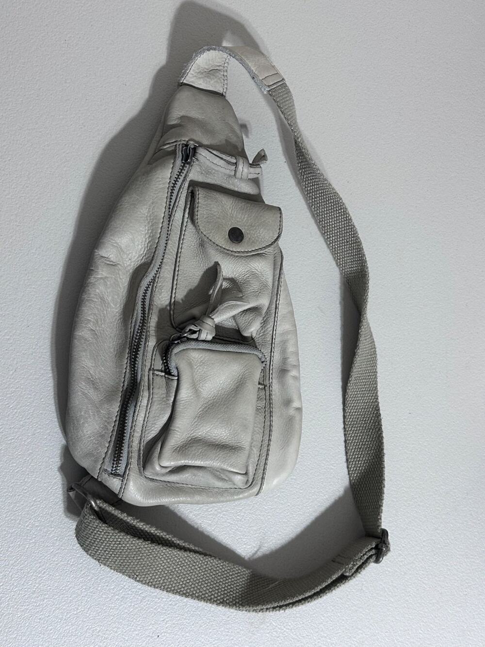 Free People Hudson Sling Crossbody Backpack Bag Womens Gray Small Leather